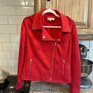 🌷SOLITAIRE Blazer Jacket Sz Large Red Gold NWOT Anthropologie